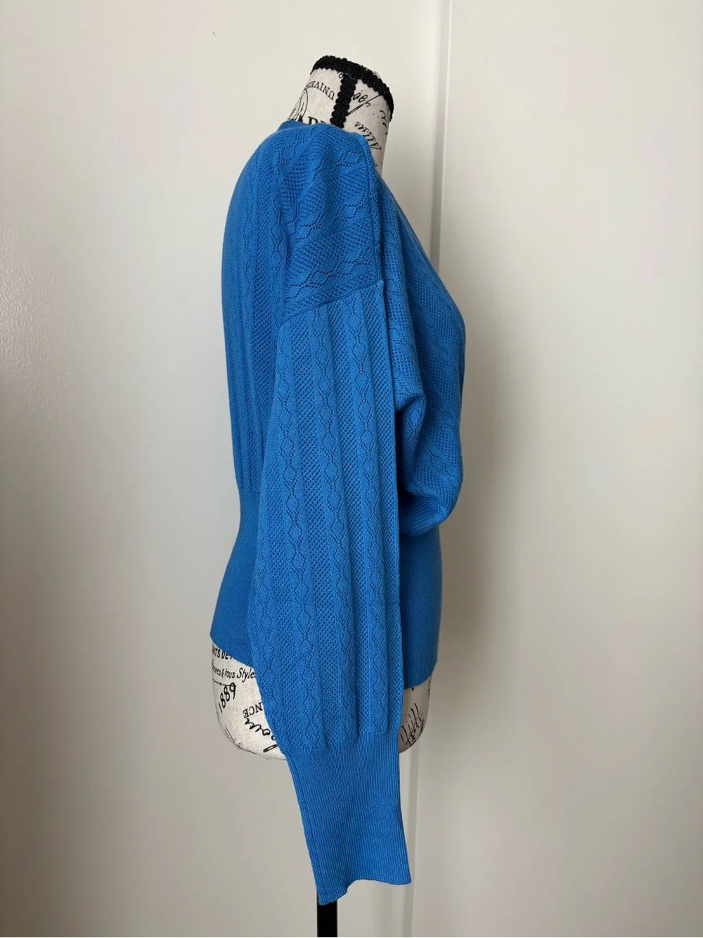 Pink Rose Bright Blue V-Neck Wrap Sweater